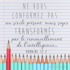 “Ne vous conformez pas au siècle présent, mais soyez transformés par le renouvellement de l’intelligence...”
