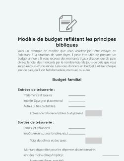 Modèle de budget reflétant les principes bibliques